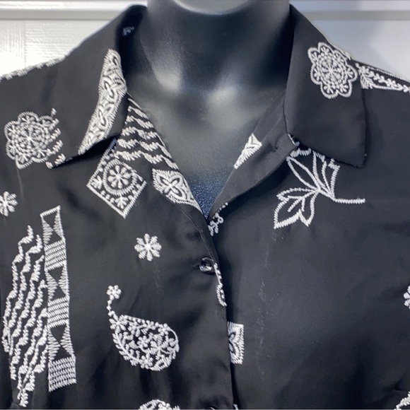 Coldwater Creek Embroidery Sheer Blouse - Picture 2 of 7